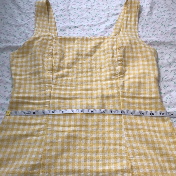 Old Navy Square Neck Linen Blend Mini Dress Yellow Gingham M Petite - Picture 12 of 16